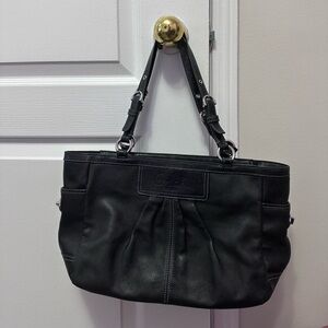 COACH Handbag Soft Black Leather Pleated East West Gallery Tote
